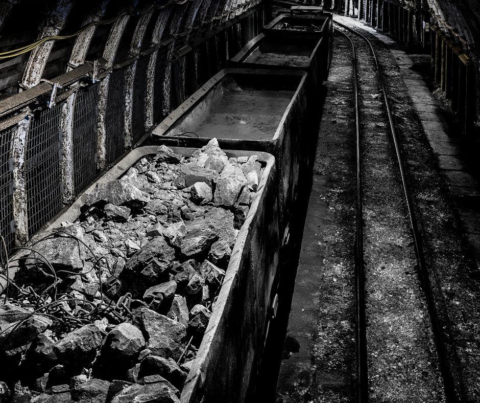 Coal mine car filled with coal