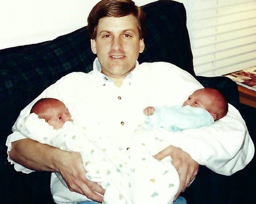 Paul Williams with his twin sons